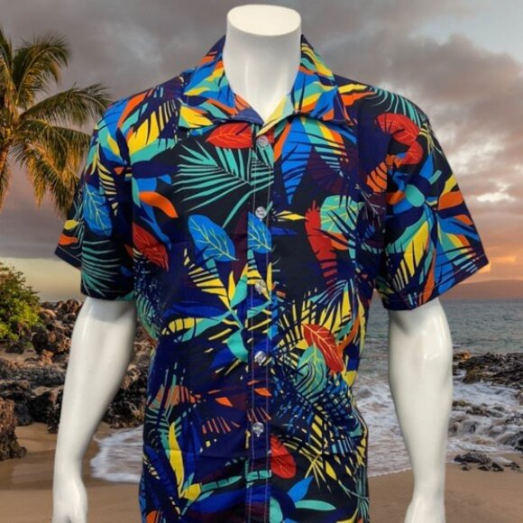 SHUANGQI MEN'S HAWAIIAN ALOHA MULTI-COLORED SHIRT - Picture 1 of 9